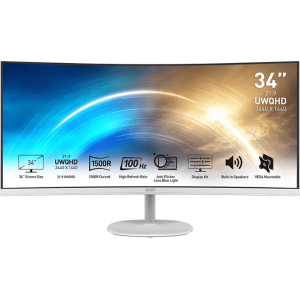 MSI PRO MP341CQ Professional Monitor 3440x1440 (UWQHD) VA 1ms 100Hz HDMI White (PROMP341CQW) – product image