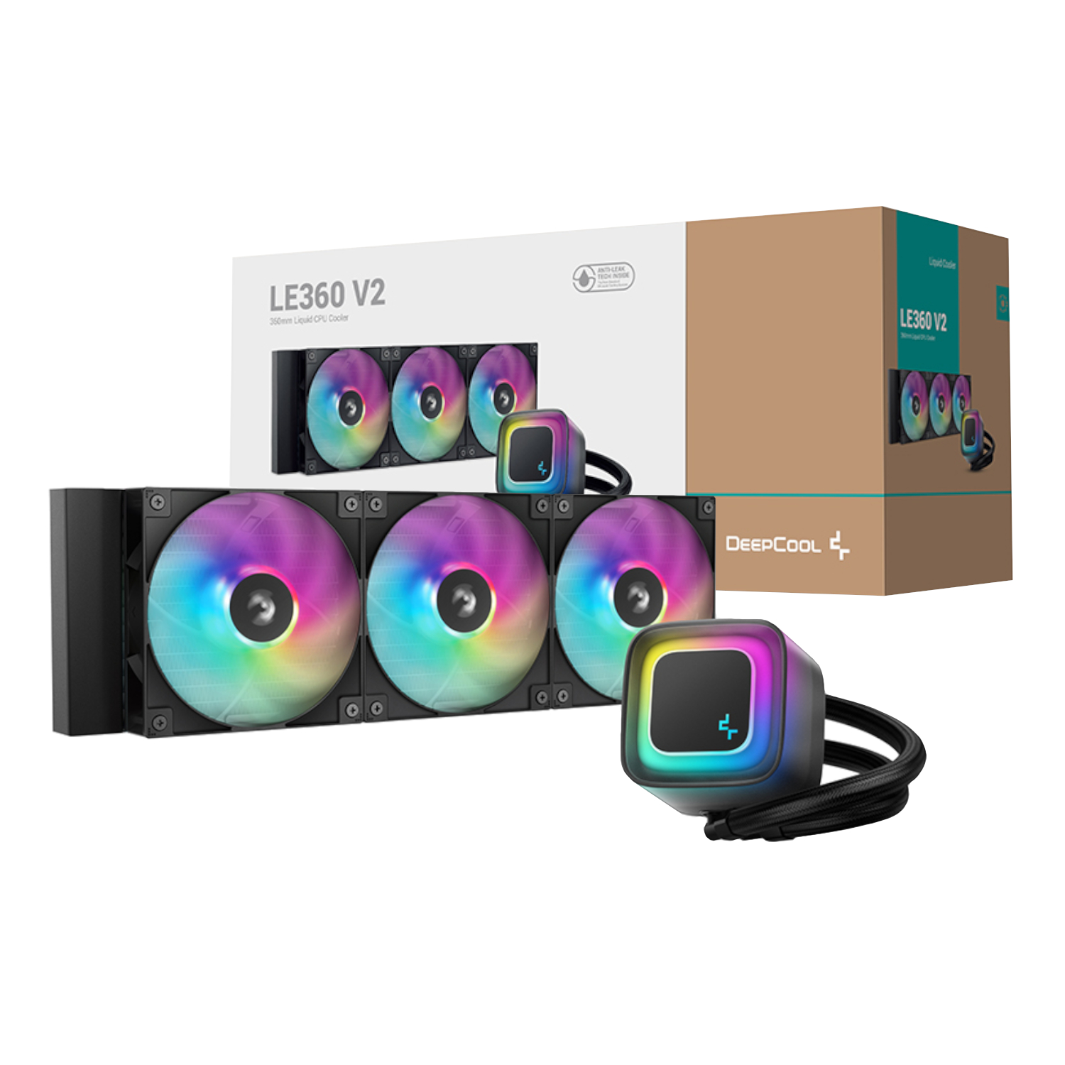 DeepCool LE360 V2 ARGB 360mm AIO Liquid Cooler - Black (R-LE360-BKAMMC-G-2) – product image