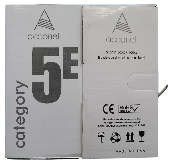 ACCONET CAT5E INDOOR ETHERNET CABLE 100M WHITE CCA STP PULL BOX | CAT5-100-SC-STP - Image 3