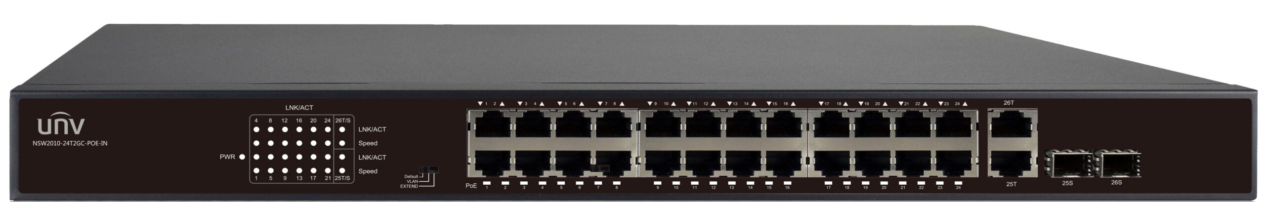 UNV - 24 PORT 10/100 POE ETHERNET SWITCH SUPPORTS EXTEND MODE UP TO 250M - Image 2