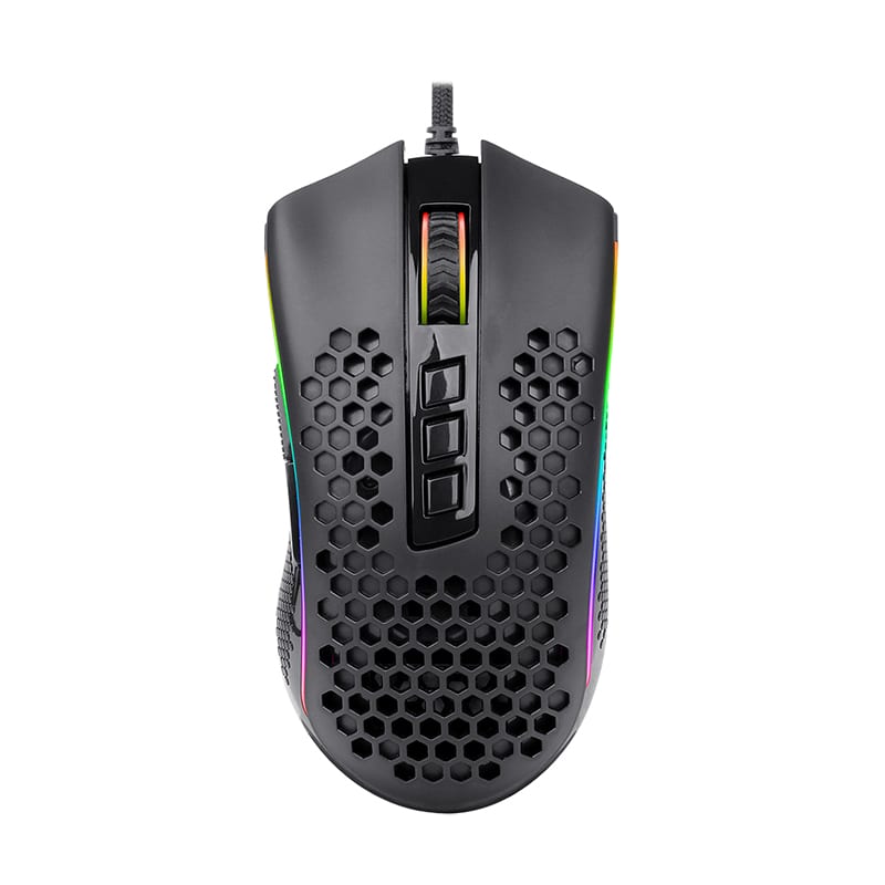 REDRAGON STORM 12400DPI 7 Buttons|Ergonomic Design|P3327 Optical Sensor|Lightweight Body|RGB Backlit gaming Mouse - Black (RD-M808-RGB) – product image
