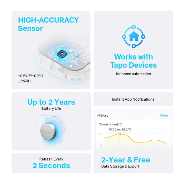 TP-LINK TAPO SMART TEMPERATURE AND HUMIDITY SENSOR | TAPO T310 - Image 2