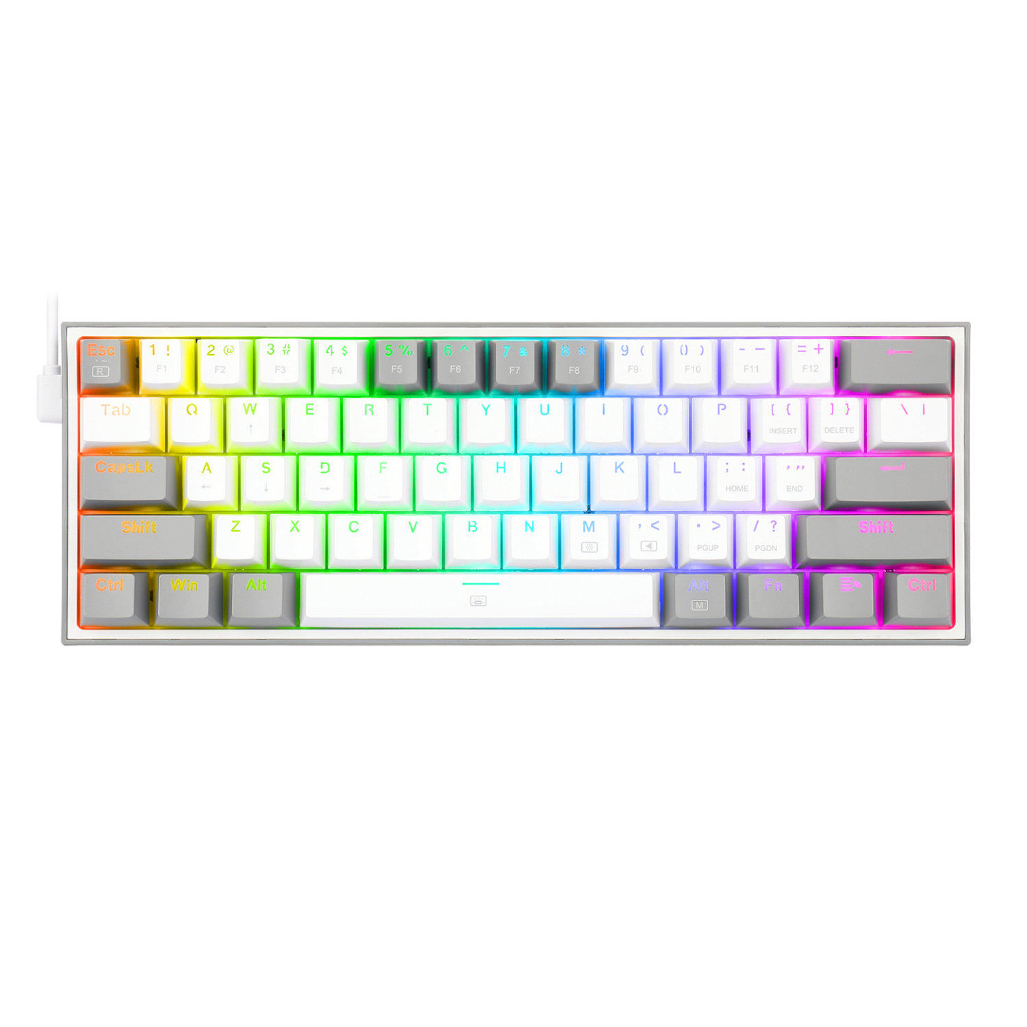 Redragon K617 FIZZ 60% Wired RGB Gaming Keyboard - White/Grey (RD-K617-RGB-WG) – product image