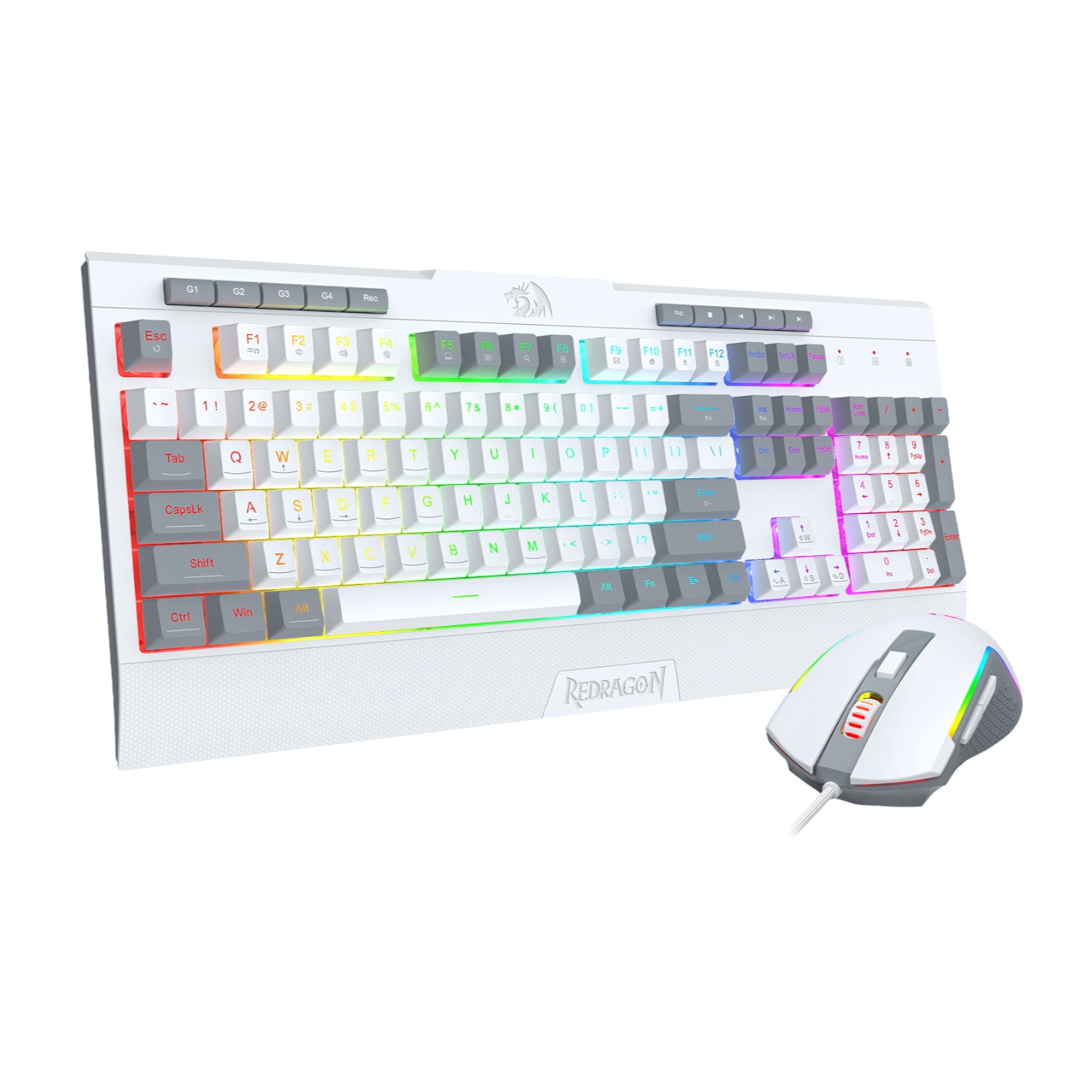 Redragon S151 Wired RGB Gaming Keyboard and Mouse Combo - White and Grey (RD-S151W) – product image