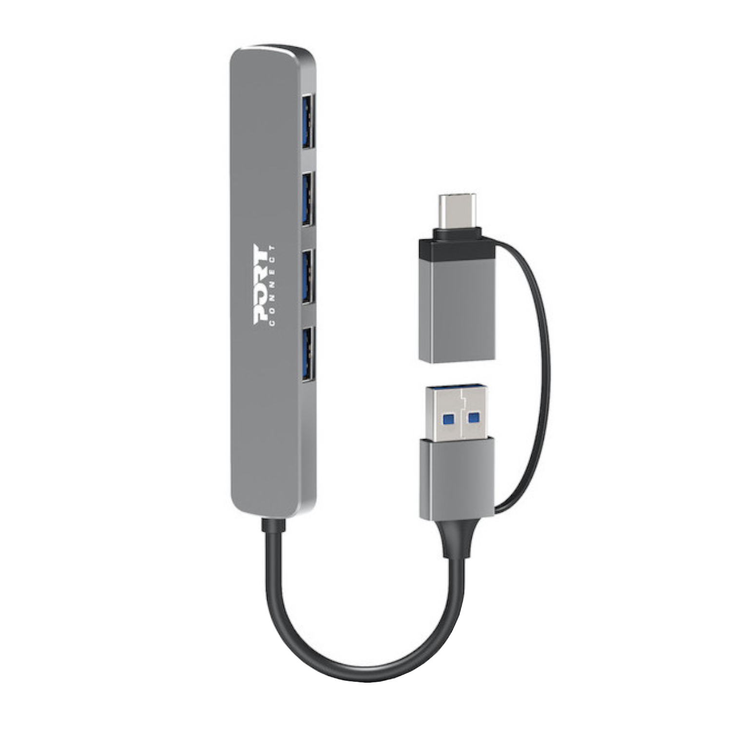 Port Connect USB Type-C to 4-port USB-A 3.0 Hub (900161) – product image
