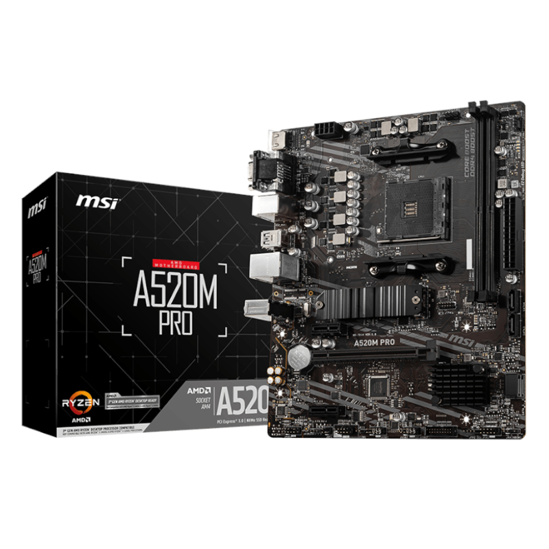 MSI A520M-PRO AMD AM4 MATX Gaming Motherboard (A520M-PRO) – product image