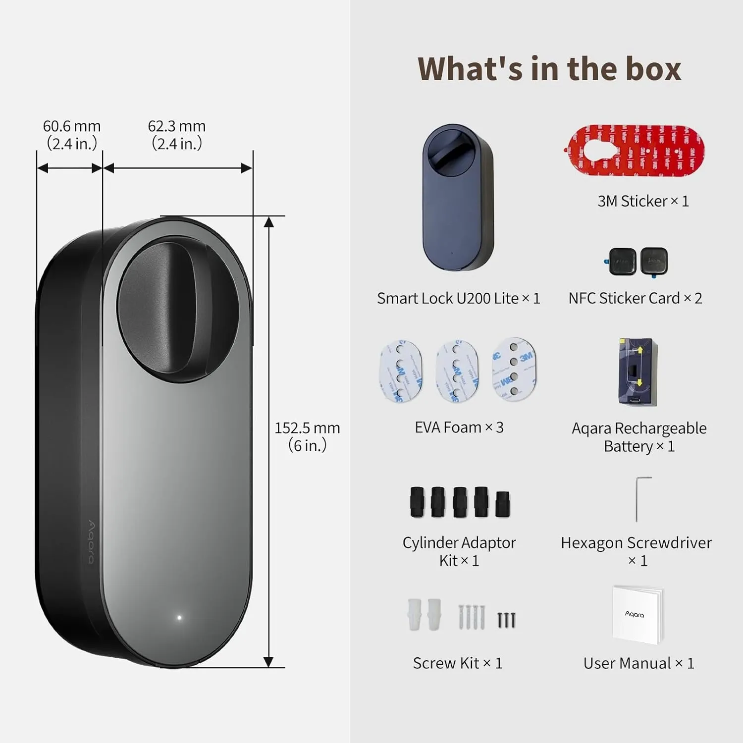 AQARA U200 LITE MATTER RETROFIT SMART LOCK KIT | EL-D03D-BLACK - Image 4