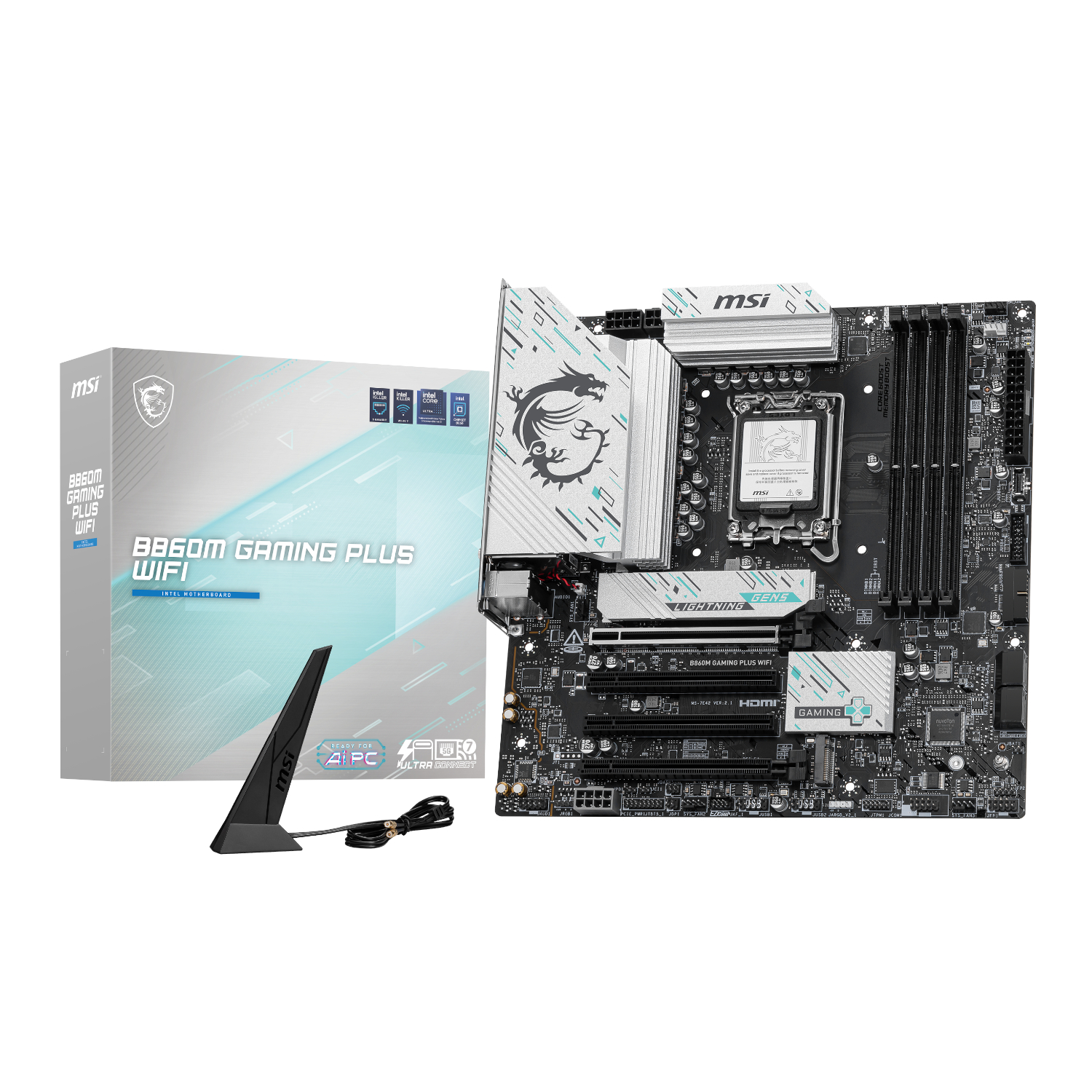 MSI B860M Gaming PLUS WIFI Intel LGA1851 DDR5 M-ATX Motherboard (B860MGAMINGPLUSWIFI) – product image