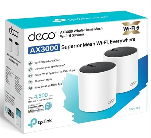 DECO-X55-2-PACK | TP Link Deco X55 (2-pack) AX3000 Whole Home Mesh Wi-Fi 6 System - product image