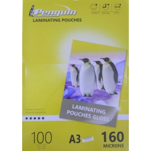 LP160A3G | Penguin A3 Laminating Gloss Pouches 100pcs Pack 160 Microns - product image