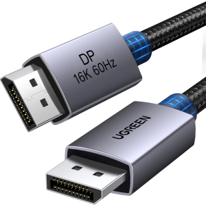 UGREEN DP131 DisplayPort 2.1 Braided Cable 1M ( 80Gbps | 16K | 60Hz ) - Black/Grey (DP131-55567) – product image