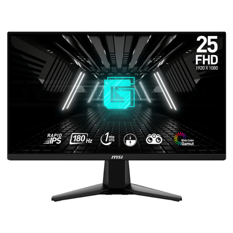 MSI G255F 25" Gaming Monitor 1920x1080 (FHD) Rapid IPS 1ms 180Hz Adaptive Sync HDMI Displayport Black (G255F) – product image