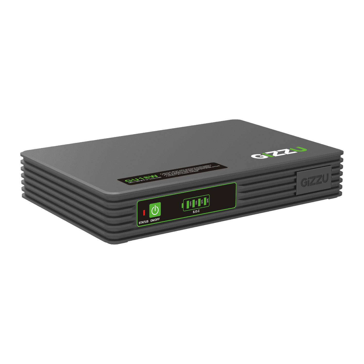 Gizzu SURF Simple 18W 55Wh LiFePO4 MINI DC UPS - Black (GU18W) – product image