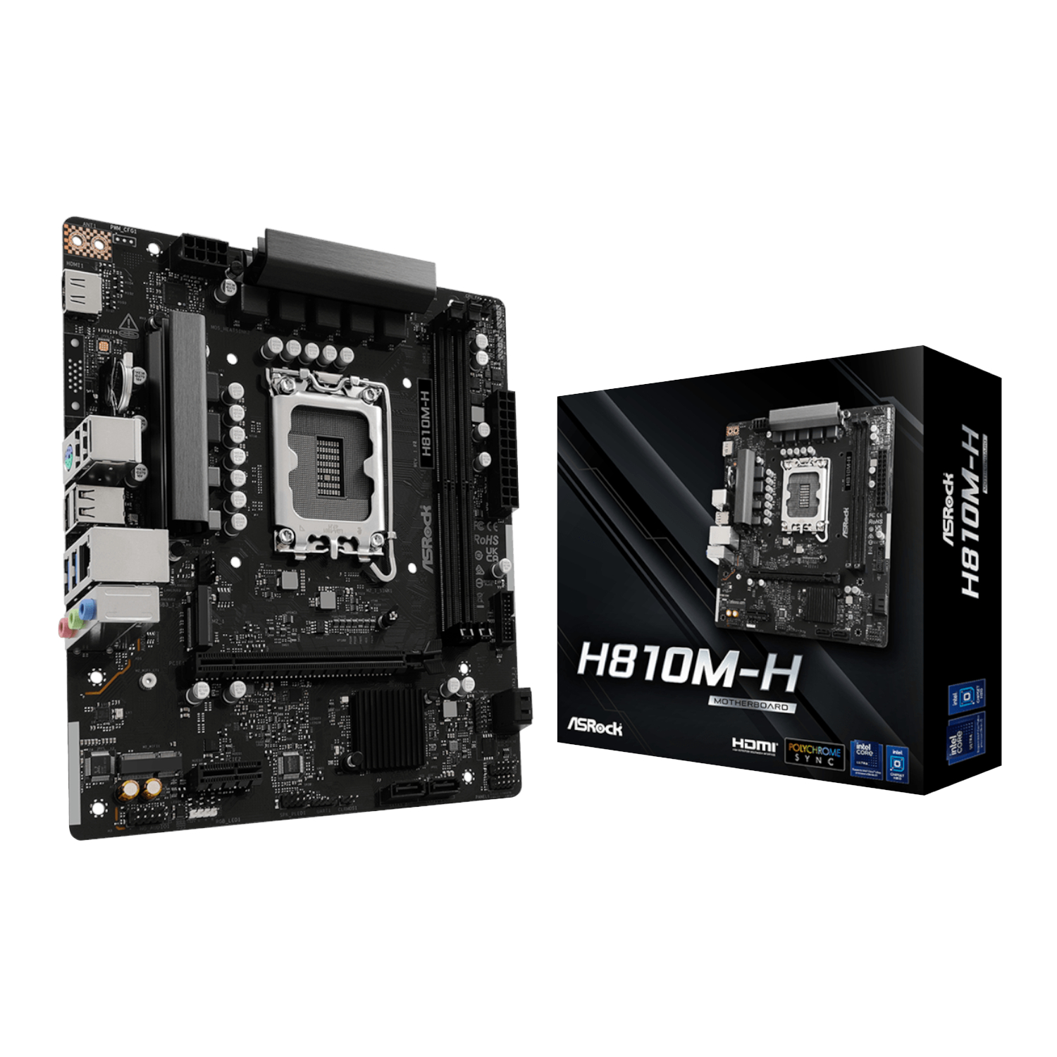 ASRock H810M-H Intel LGA1851 Micro ATX Motherboard - Black (H810M-H) – product image