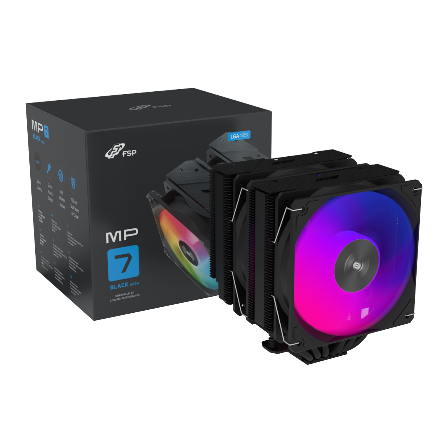 FSP MP7-BA 120mm PWM ARGB CPU Air Cooler - Black (MP7-BA) – product image