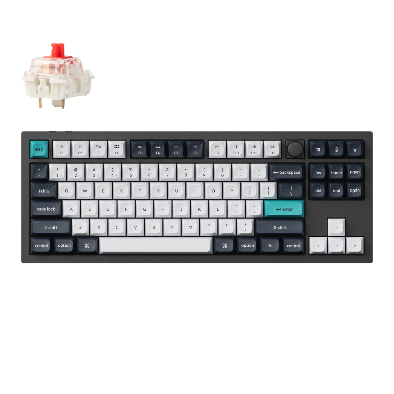 Keychron Q3 Max 80% Full Assembled Knob Red Switch Hot-Swap Gateron Jupiter RGB Wireless Keyboard - Black (Q3M-M1) – product image