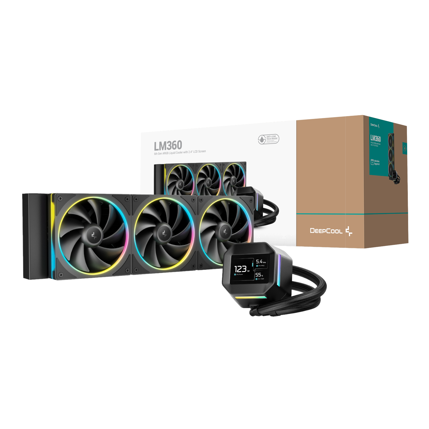 DeepCool LM360 ARGB 360mm AIO CPU Liquid Cooler - Black (R-LM360-BKDMMC-1) – product image