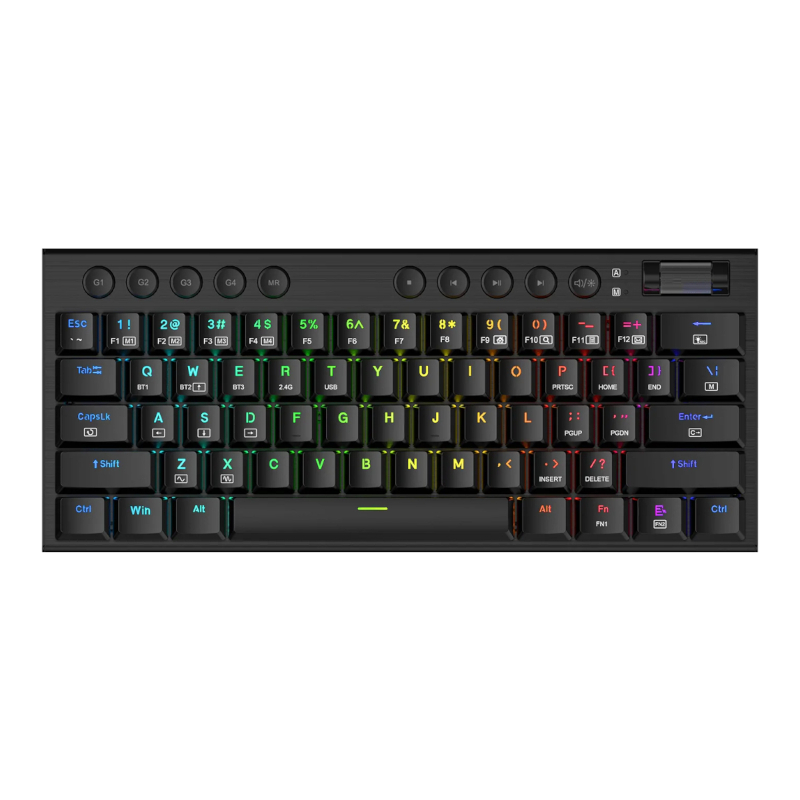 REDRAGON Horus Mini Pro 61Key Wireless Bluetooth Red Switch RGB Low Profile Gaming Mechanical Keyboard - Black (RD-K632RGB-PRO) – product image