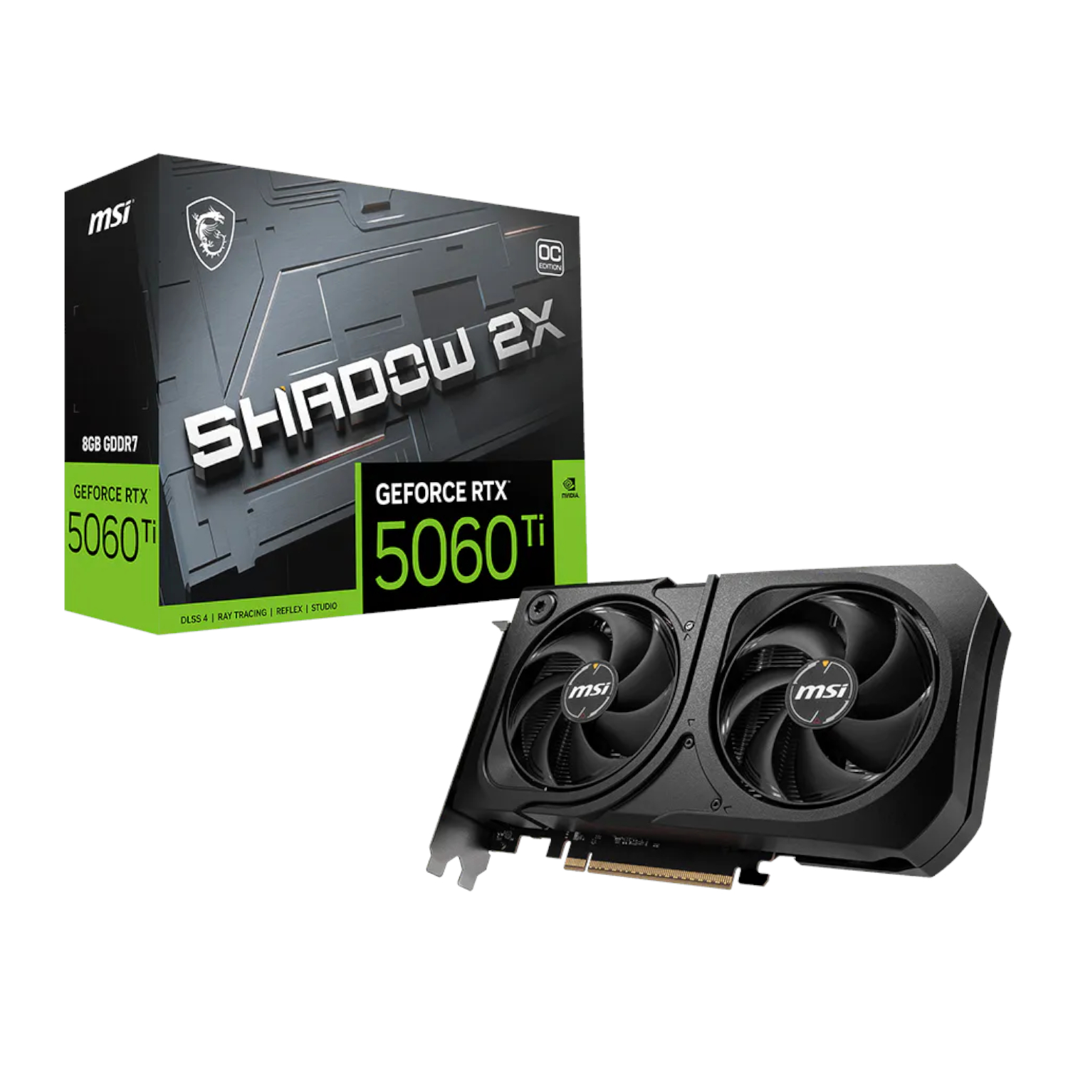 MSI GeForce RTX 5060 Ti SHADOW 2X OC PLUS 128-bit GDDR7 8GB Graphics Card (RTX5060TISHADOW2XOCPLU) – product image