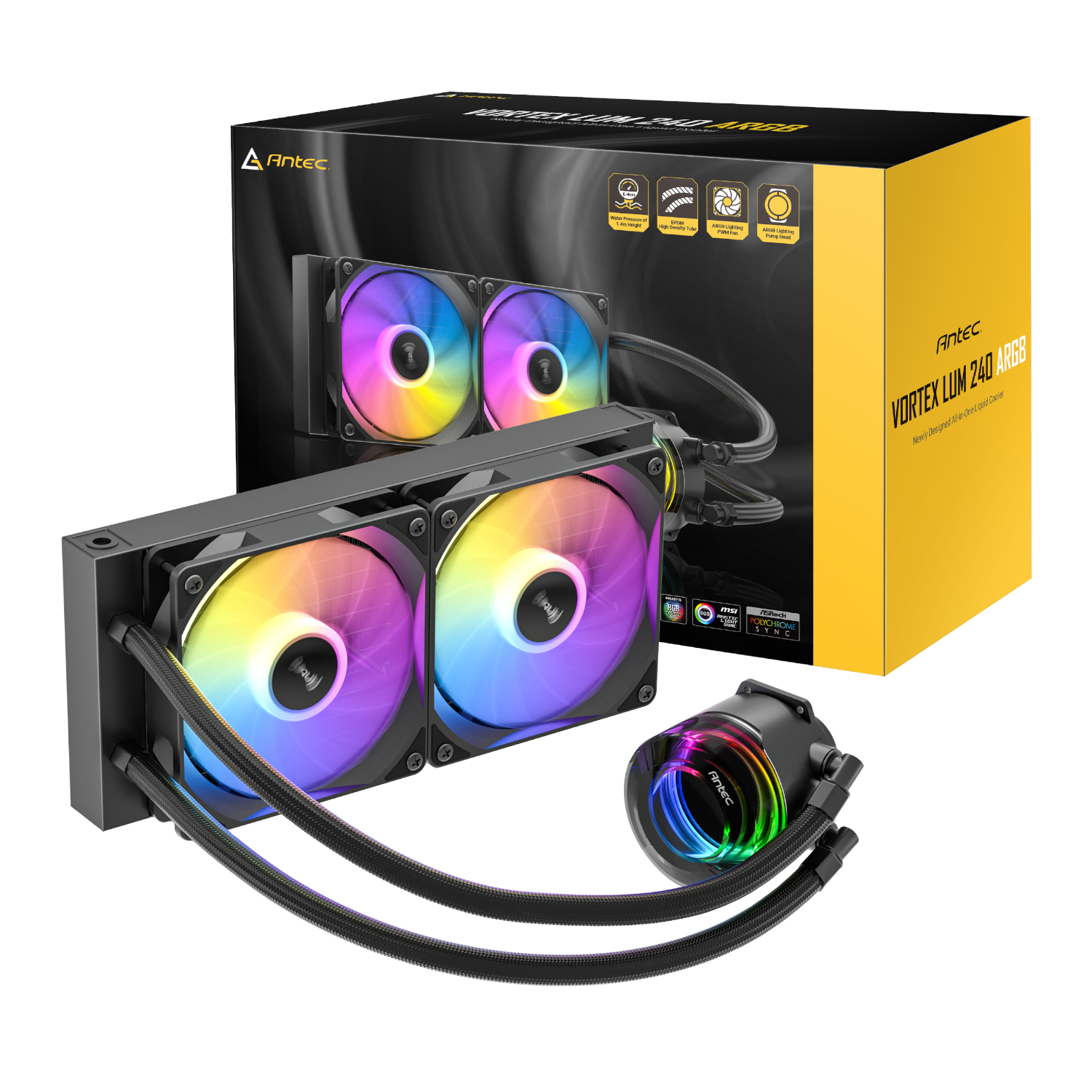 Antec VORTEX LUM 240 ARGB AIO CPU Liquid Cooler – Black (VORTEX LUM 240 ARGB) – product image