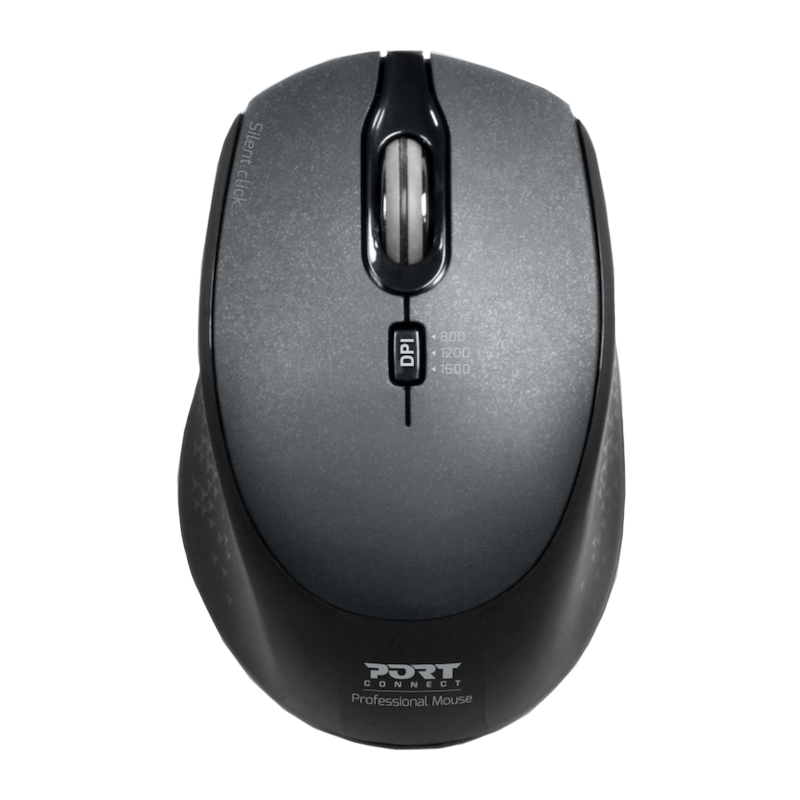 Port Connect Silent 1600DPI 3 Button Wireless Mouse - Black (900713) – product image