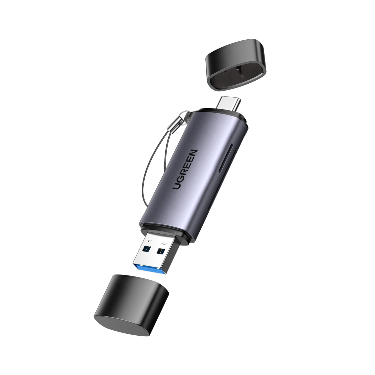 UGREEN CM185-50706 2-in-1 OTG Card Reader | Type-C | USB-A - Silver (CM185-50706) – product image