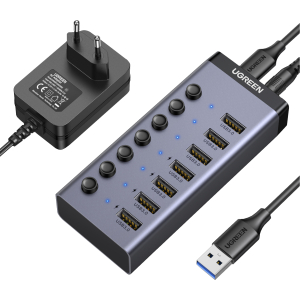 UGREEN 7 in 1 USB 3.0 Hub-Grey (CM481-90307) – product image