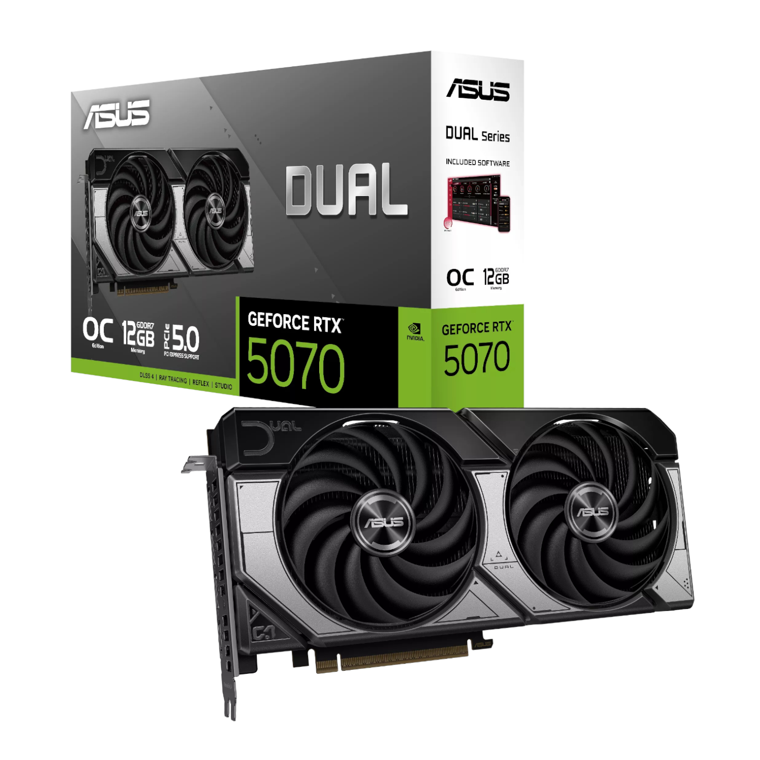ASUS Dual GeForce RTX 5070 12GB GDDR7 OC Edition Graphics Card (DUAL-RTX5070-O12G) – product image