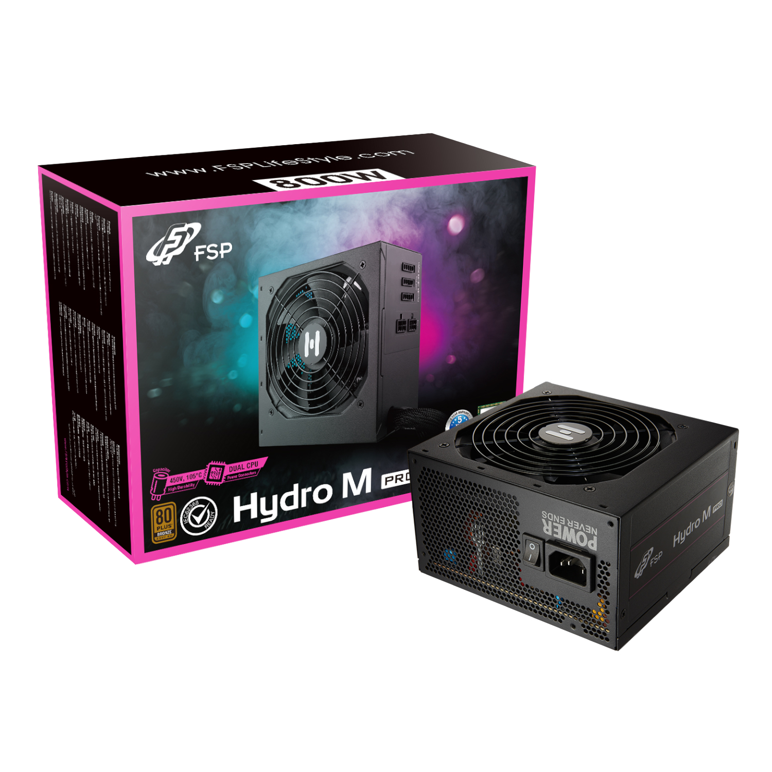 FSP Hydro M Pro 800W 80PLUS Bronze Gen5 Semi-modular Power Supply (HP2-800MGEN5) – product image
