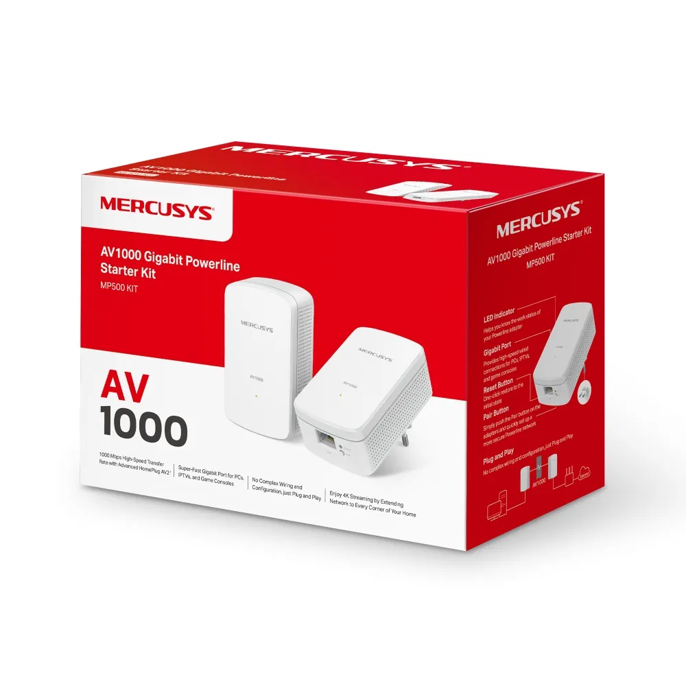 MERCUSY AV1000 GIGABIT POWERLINE KIT | MRC-MP500-KIT - Image 3