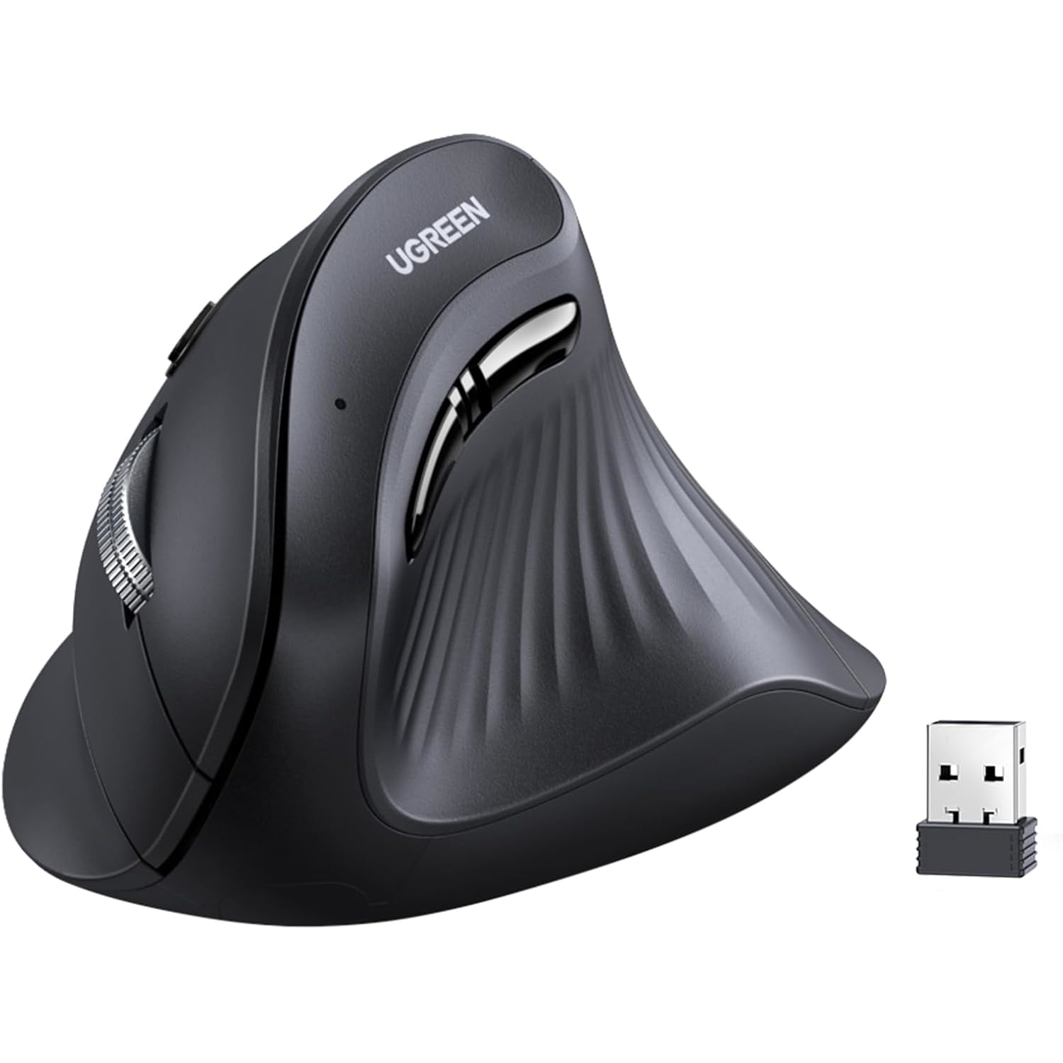 UGREEN Multi-Mode Vertical Mouse Bluetooth and 2.4G Wireless–Black (MU008-25444) – product image
