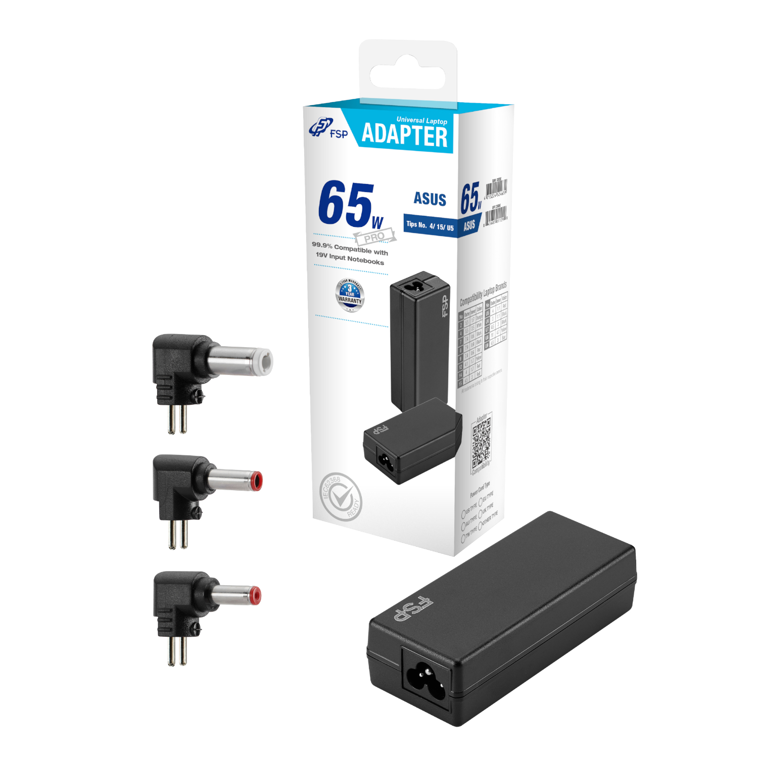 FSP PRO 65W Universal Laptop Adapter – Asus (PNA0652522) – product image