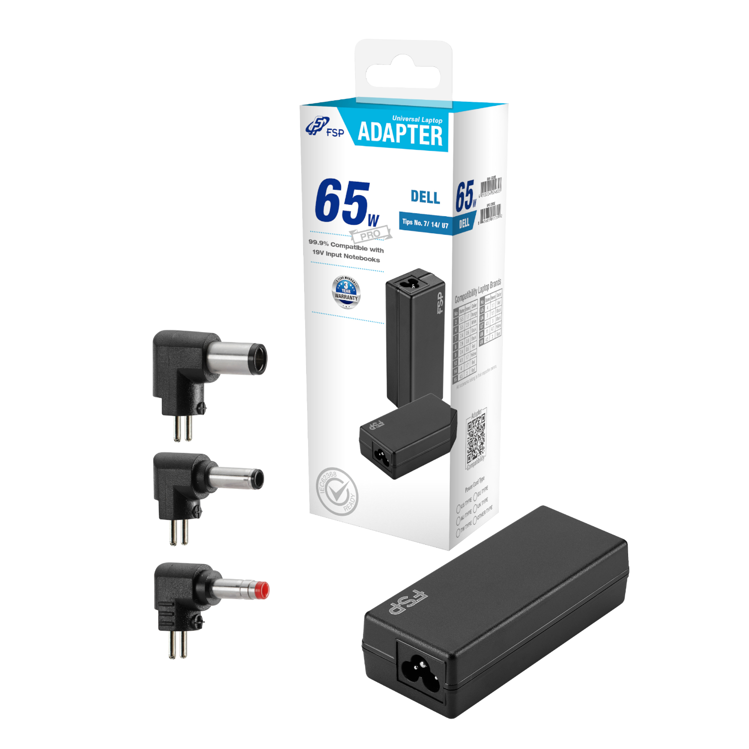 FSP PRO 65W Universal Laptop Adapter – Dell (PNA0652523) – product image