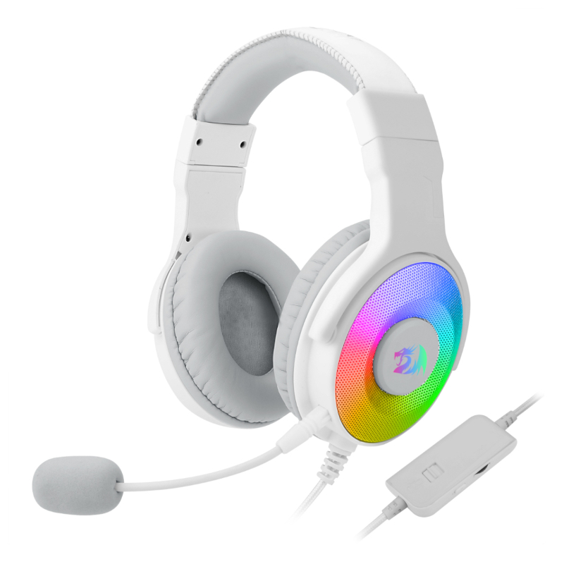 REDRAGON Over-Ear PANDORA USB (Power Only)|Aux (Mic and Headset) RGB Gaming Headset - White (RD-H350W-RGB-1) – product image