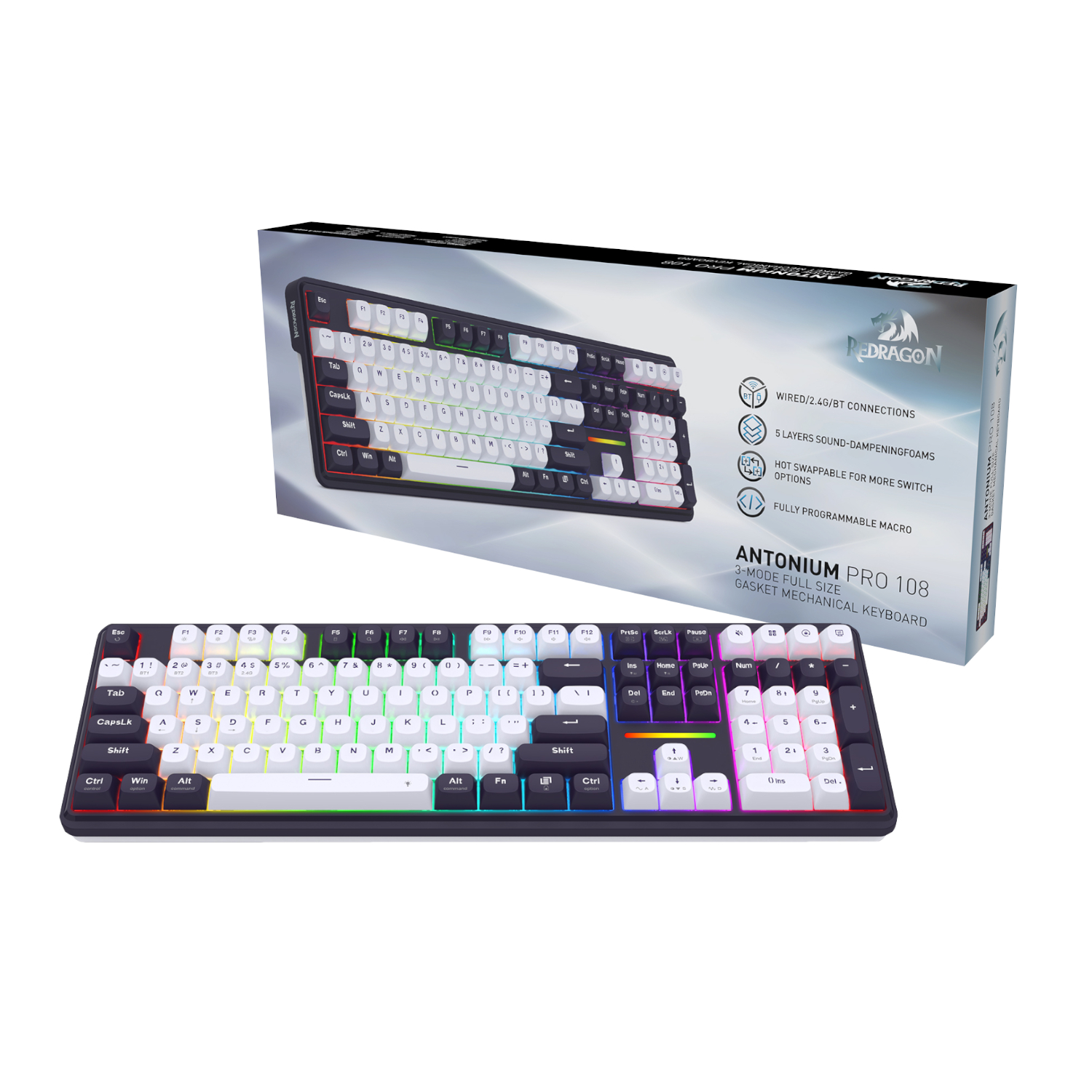 Redragon K745 Pro ANTONIUM Full-size Mechanical Gaming Keyboard (RD-K745WB-RGB-PRO) – product image
