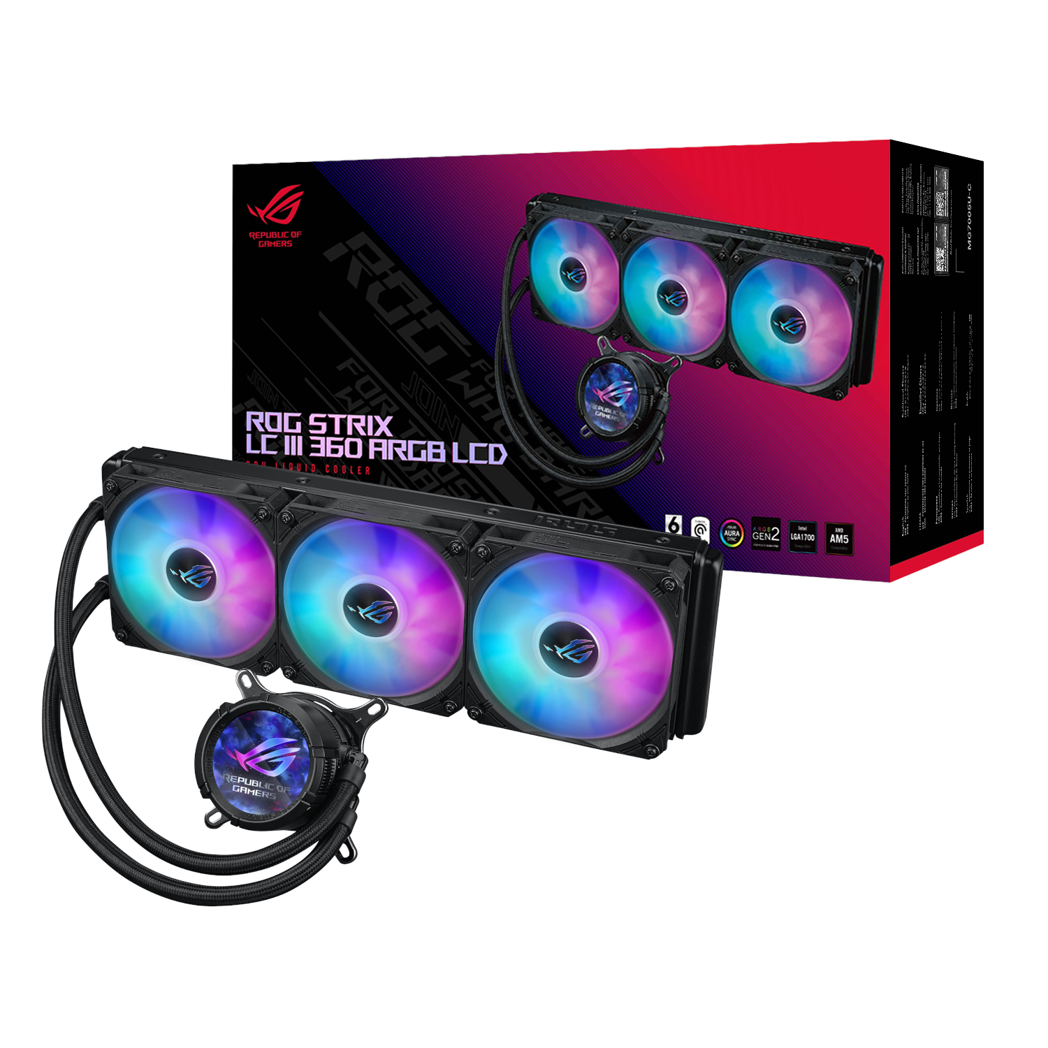 Asus ROG STRIX LC III 360 ARGB LCD All-in-one CPU Liquid Cooler - Black (ROGSTRIXLCIII360ARGBLCD) – product image