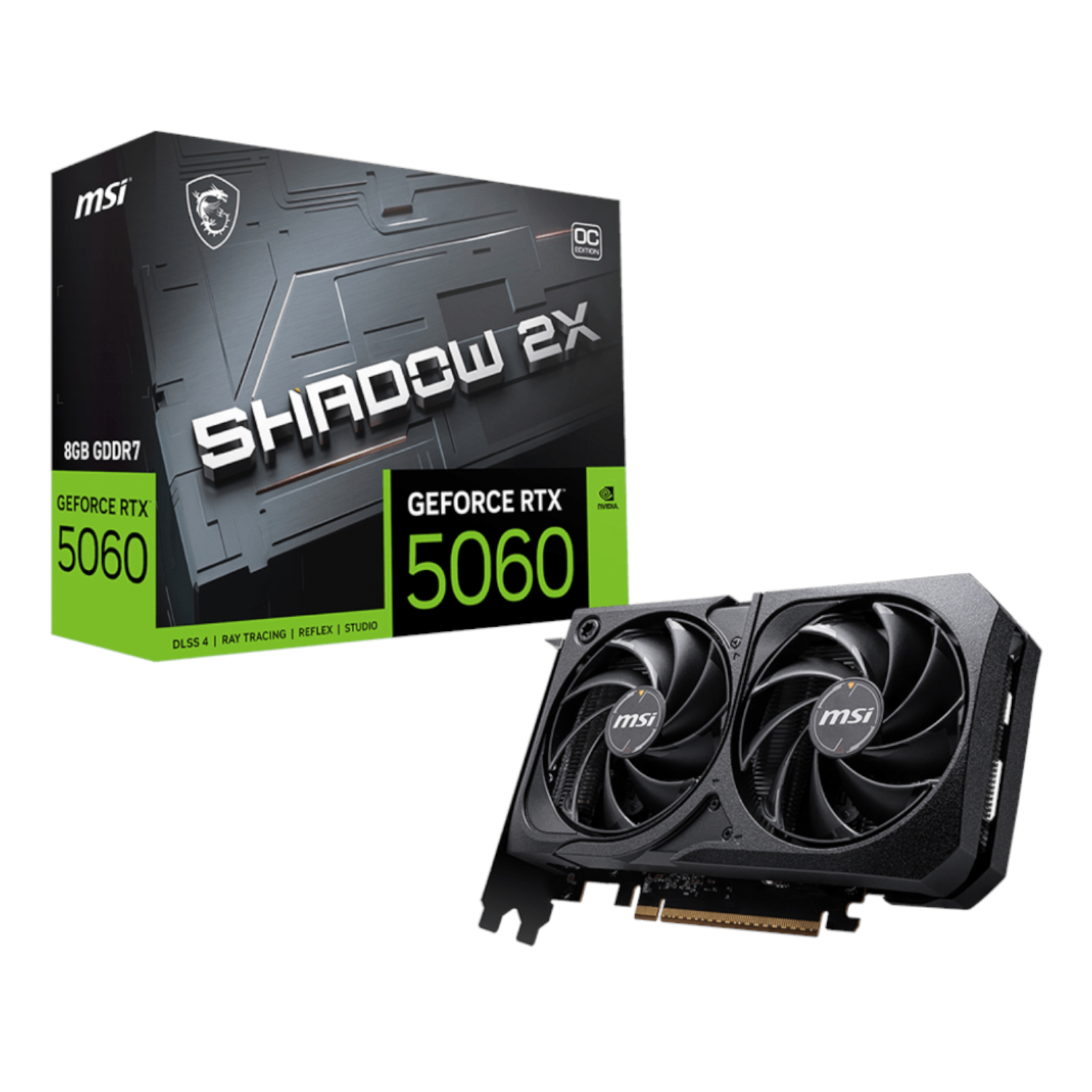 MSI GeForce RTX 5060 SHADOW 2X OC 8GB Graphics Card (RTX5060SHADOW2XOC8GB) – product image