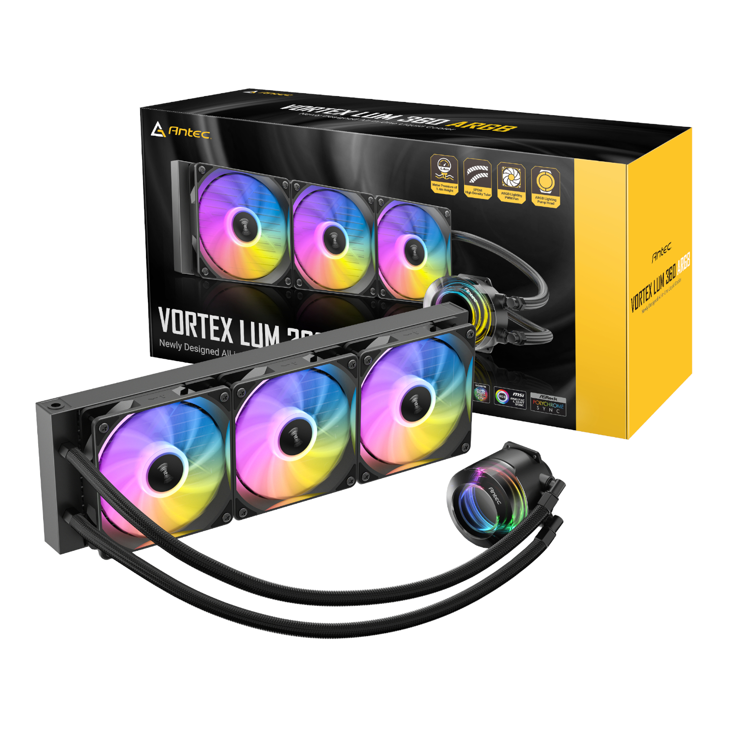 Antec VORTEX LUM 360 ARGB AIO CPU Liquid Cooler - Black (VORTEX LUM 360 ARGB) – product image