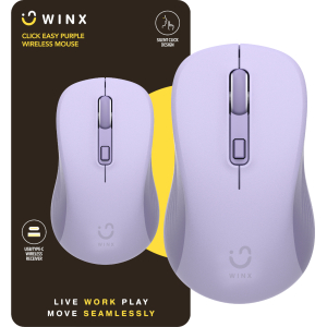 WINX CLICK Easy 1600DPI 2.4GHz Wireless Mouse - Purple (WX-KB111) – product image