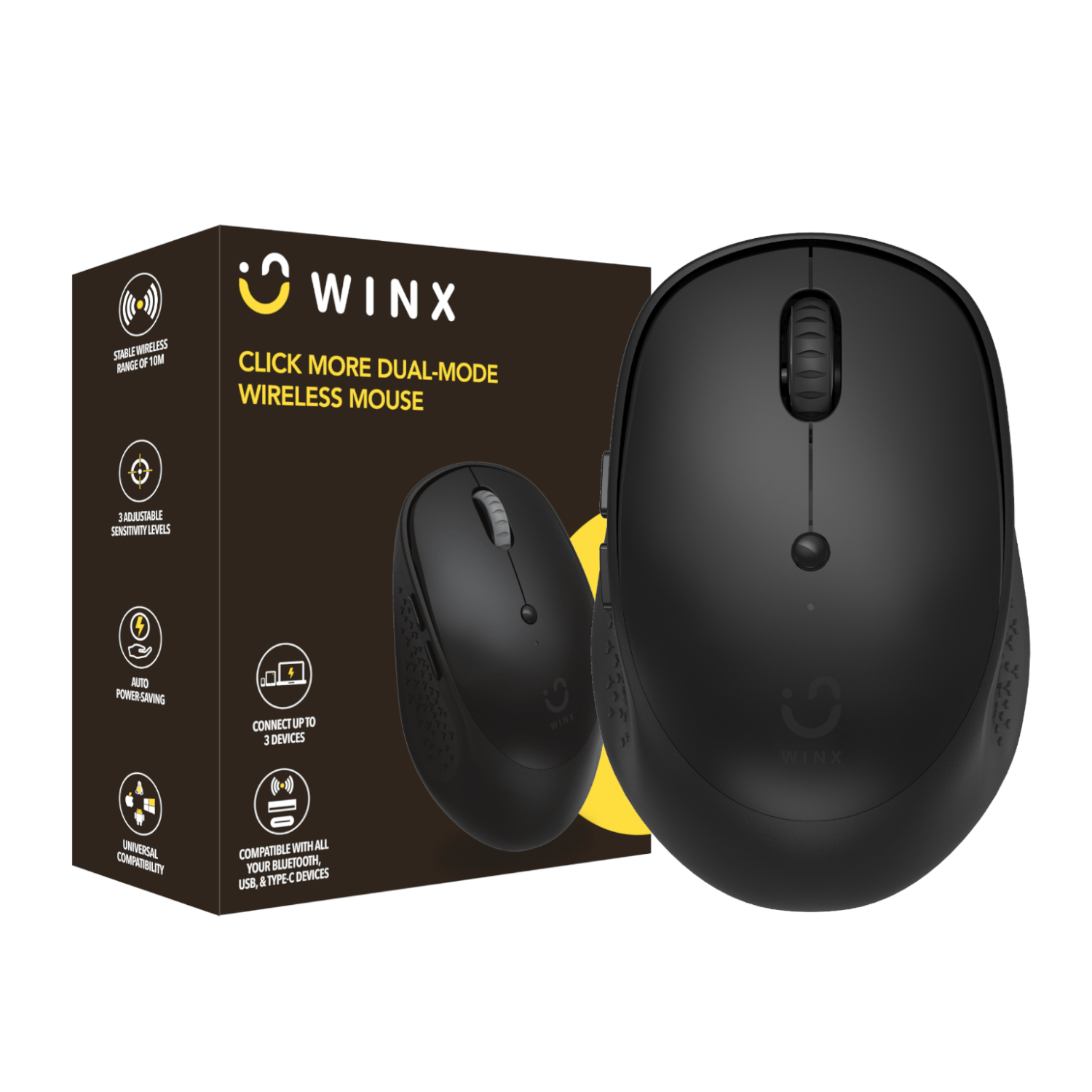 WINX CLICK More Dual-Mode Wireless Mouse - Black (WX-KB113) – product image