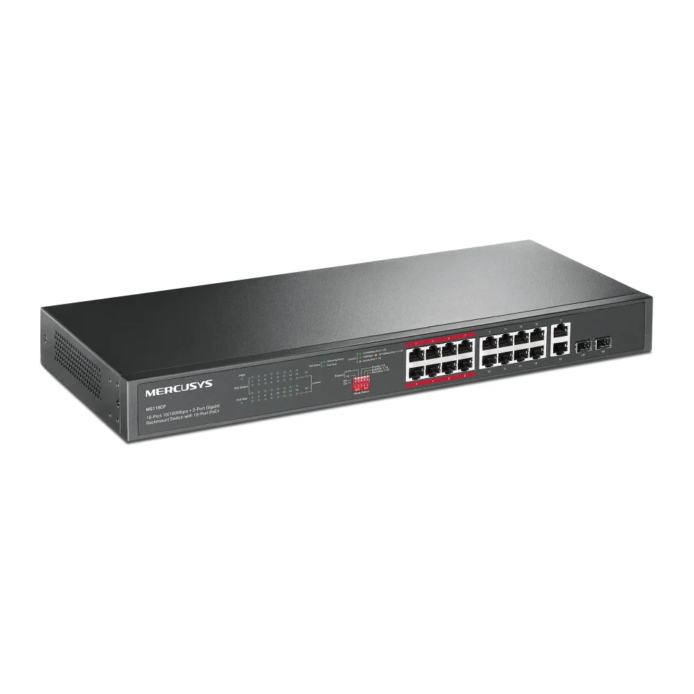 MERCUSY 16-PORT POE+ RACKMOUNT SWITCH + 2-GIGABIT | MS118CP - Image 2