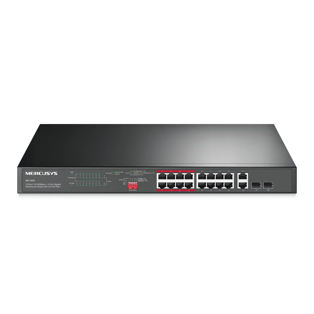 MERCUSY 16-PORT POE+ RACKMOUNT SWITCH + 2-GIGABIT | MS118CP - Image 3