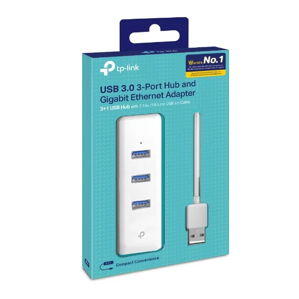TP-LINK USB 3.0 TYPE-A TO GIGABIT ETHERNET NETWORK ADAPTER WITH 3-PORT USB 3.0 TYPE-A HUB | UE330 - Image 4
