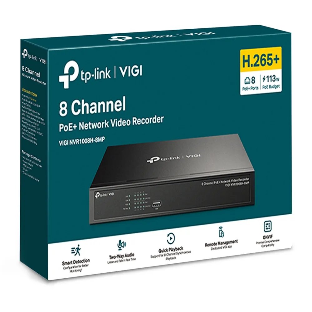 TP-LINK VIGI NVR1008H 8-CHANNEL 8MP POE+ NVR | NVR1008H-8MP - Image 3