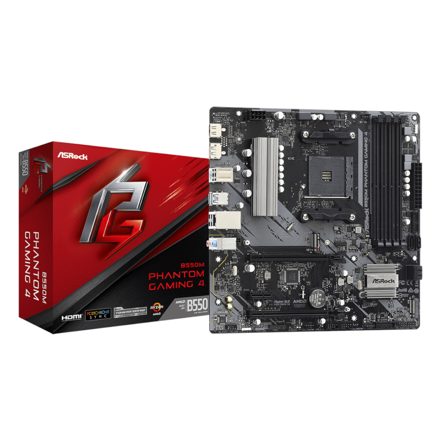 ASRock B550 Phantom Gaming 4 AM4 M-ATX Motherboard (B550M PHANTOM GAMING 4) – product image