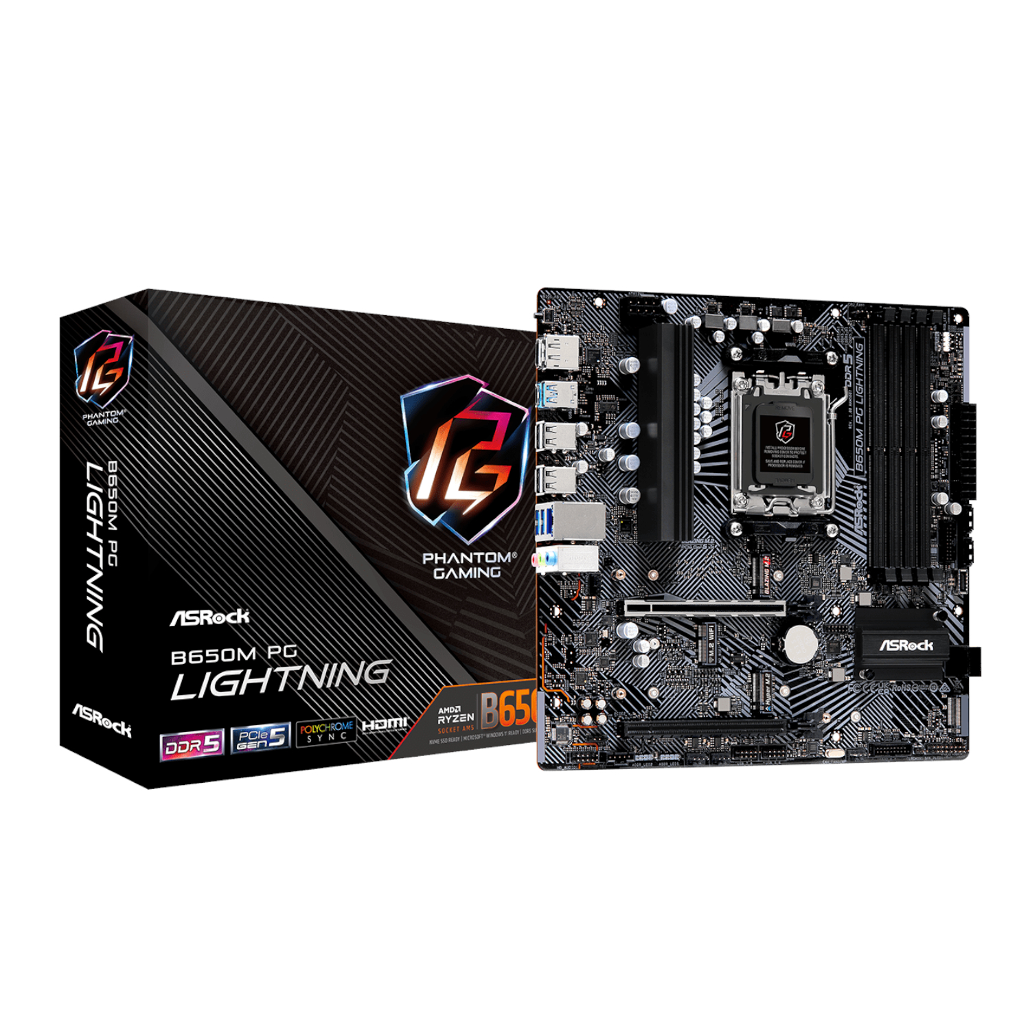 ASRock B650M PG Lightning AMD AM5 Micro ATX Motherboard (B650M PG LIGHTNING) – product image