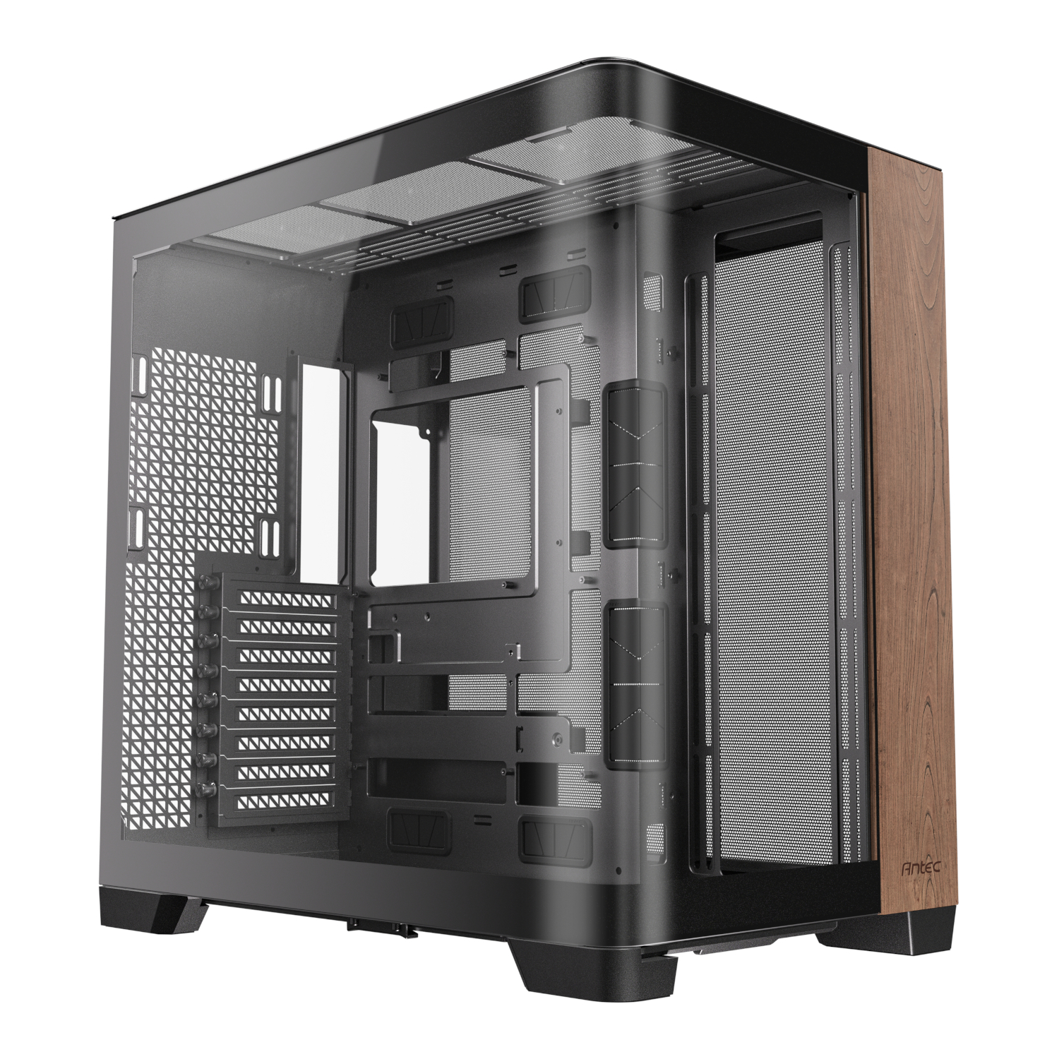 Antec C8 Curved Wood E-ATX | ATX | Micro-ATX | ITX Dual Chamber Gaming Chassis - Black (C8 CURVED WOOD) – product image