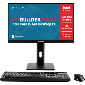 PCBuilder FUSION 24" Intel Core i5-12400 16GB DDR5 1TB Windows 11 AiO Desktop PC (PCB-AIO-FIB24-I5161000-D5) – product image