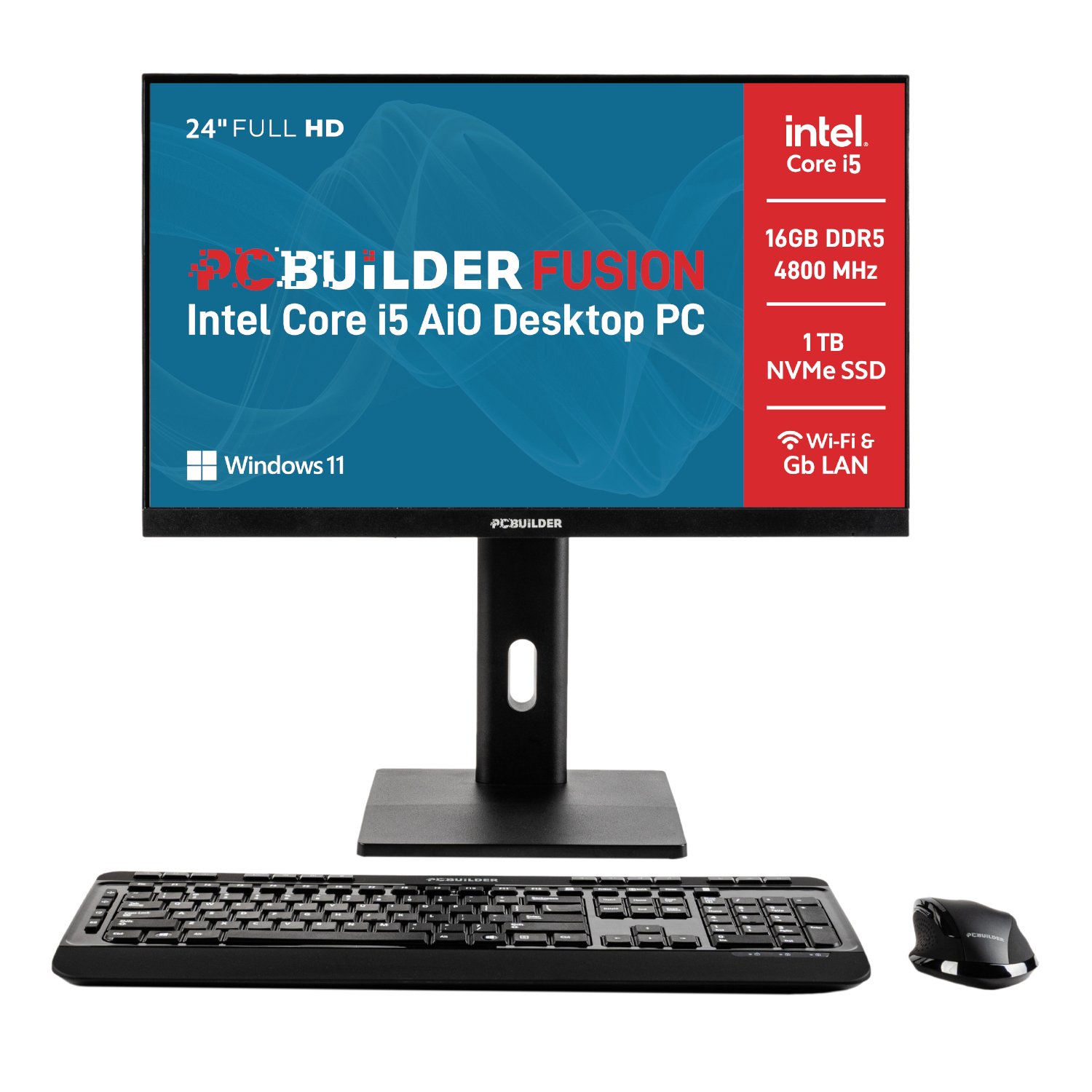 PCBuilder FUSION 24" Intel Core i5-12400 16GB DDR5 1TB Windows 11 AiO Desktop PC (PCB-AIO-FIB24-I5161000-D5) – product image