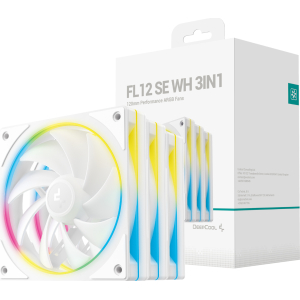DeepCool FL12 SE 3-in-1 ARGB 120mm Fan 3 Pack - White (R-FL12SE-WHAPN3-G) – product image